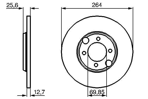 FREN DİSKİ. ARKA. 264 /12.7-11.4 MM
