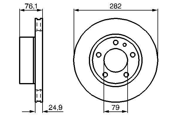 FREN DİSKİ. ÖN. 282 / 24.9-23.4 MM . HAVA KANALLI. YÜKSEK KARBON ALAŞIMLI