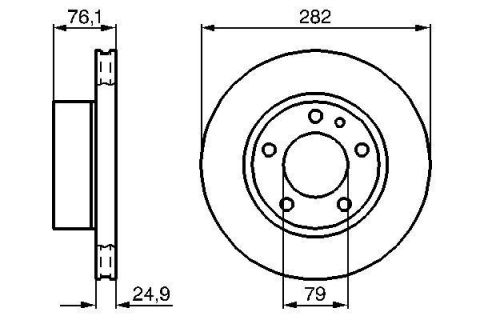 FREN DİSKİ. ÖN. 282 / 24.9-23.4 MM . HAVA KANALLI. YÜKSEK KARBON ALAŞIMLI