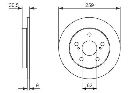 FREN DİSKİ. ARKA. 259.0 /9.0-7.5 MM
