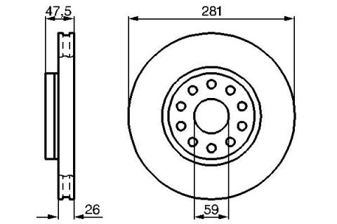 FREN DİSKİ. ÖN. 281 / 26-24.1 MM . HAVA KANALLI