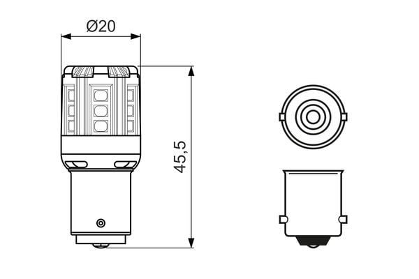 AMPUL - LED RETROFİT - 12 V - -P21W - 1 W - BA15S