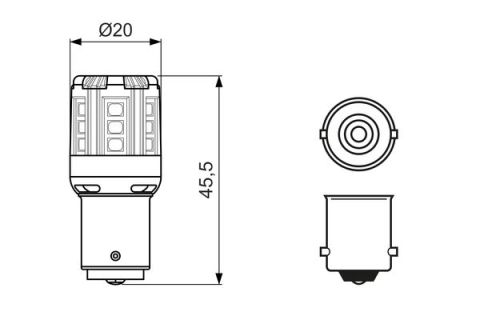 AMPUL - LED RETROFİT - 12 V - -P21W - 1 W - BA15S