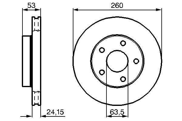 FREN DİSKİ. ÖN. 260 / 24-22.2 MM . HAVA KANALLI