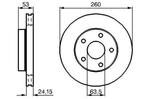 FREN DİSKİ. ÖN. 260 / 24-22.2 MM . HAVA KANALLI