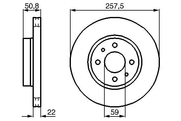 FREN DİSKİ. ARKA. 257.5 / 22-20.1 MM . HAVA KANALLI. YÜKSEK KARBON ALAŞIMLI