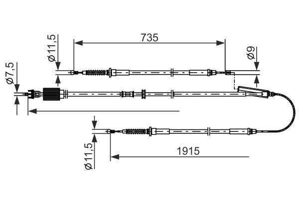 EL FREN TELİ KOMPLE SET ASTRA J 5 KAP. 09 Elektrikli Park Freni 1915mm/1006mm-593mm 735mm/593mm
