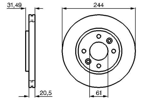 FREN DİSKİ. ÖN. 244 /20.5-17.7 MM . HAVA KANALLI