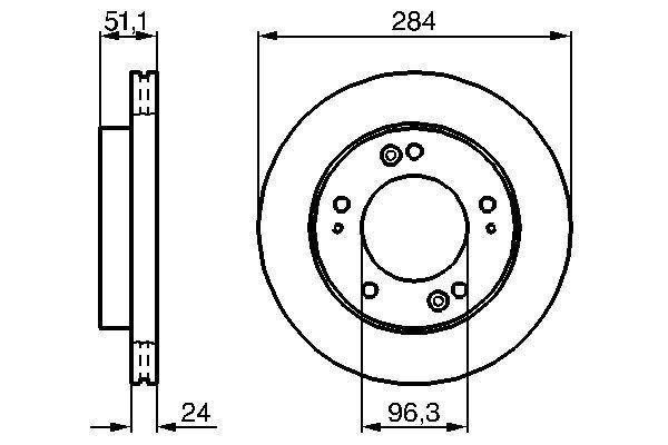 FREN DİSKİ. ÖN. 284 /24-22.4 MM . HAVA KANALLI 0986479127