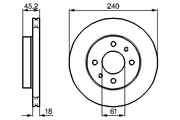 ÖN FRENDİSKİ NISSAN 100 NX 90 94 SUNNY II 86 88 SUNNY III 91 00 240x45.1x18 4 DELİK