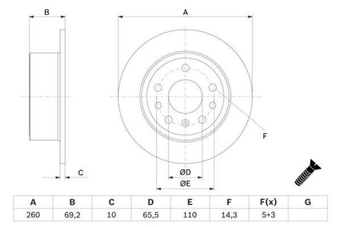 FREN DİSKİ. ARKA. 260 / 10-8 MM . YÜKSEK KARBON ALAŞIMLI