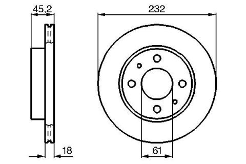 ÖN FREN DISKI NISSAN ALMERA I 95 00 232x45.3x4DELİK